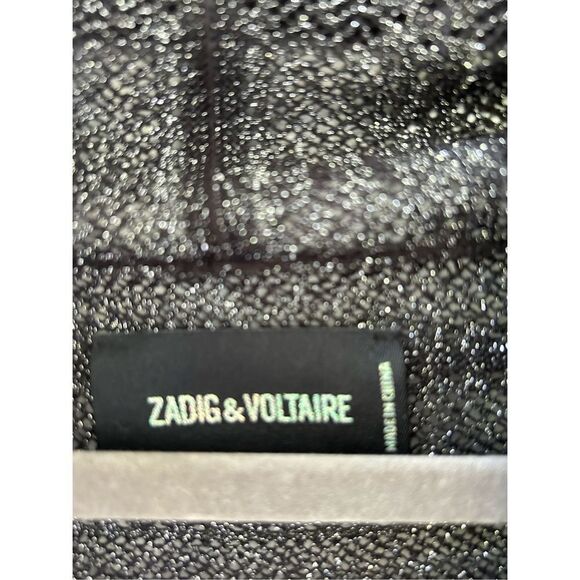 Zadig & Voltaire Open Front Striped Cardigan Women’s Glitter Black Size Medium - Picture 5 of 6